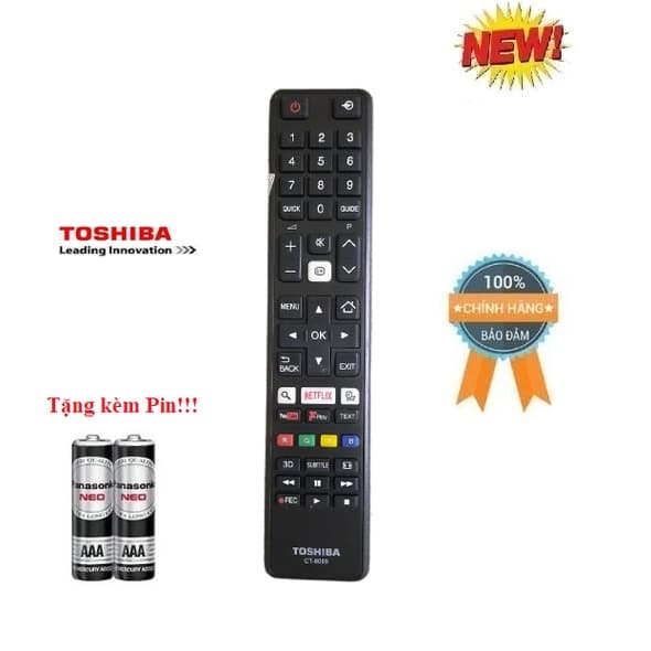 Remote Điều khiển thay thế tương thích cho tivi Toshiba CT 8069- HÀNG 100% Tặng kèm Pin!!!