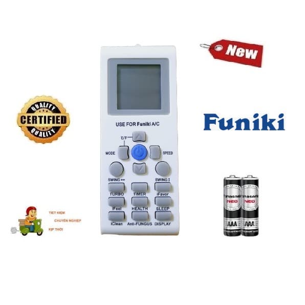 Điều khiển thay thế tương thích cho điều hòa Funiki-4 Hàng tốt các dòng SC SH HSC 1 chiều 2 chiều Inverter Tặng Pin