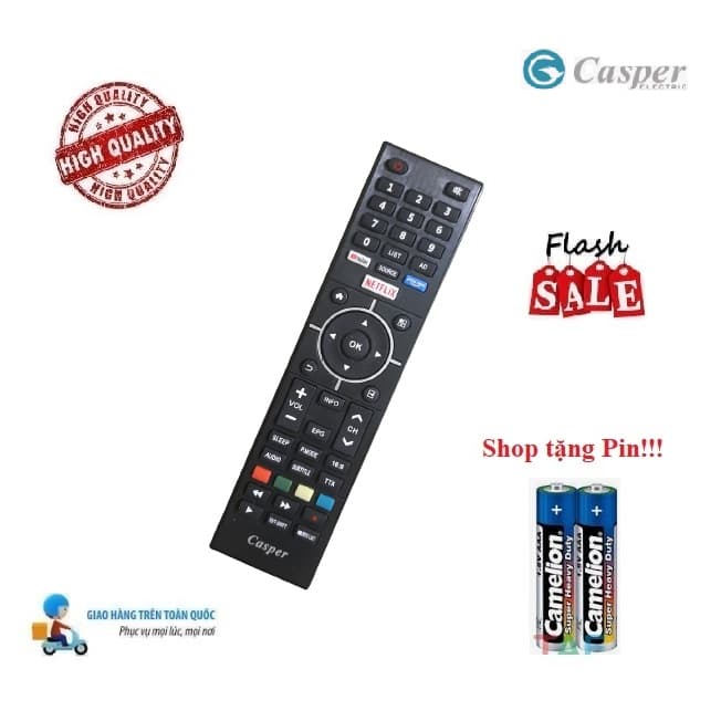 Remote Điều khiển thay thế tương thích cho TV Casper-1 Hàng loại 1 mới 100% Tặng kèm Pin