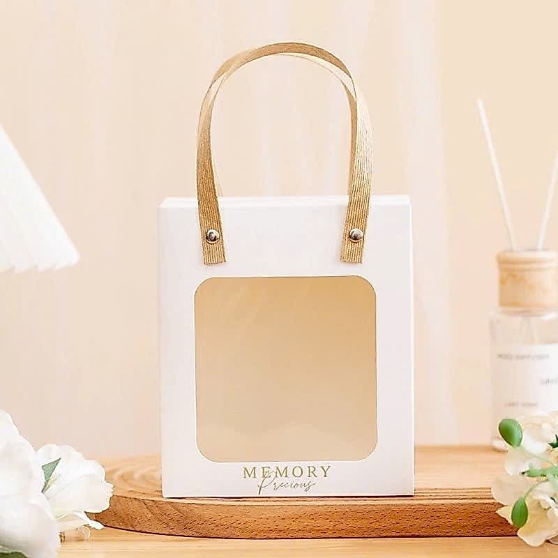 Túi hộp quà giấy mặt mica trong quai cói sang trọng đựng quà tặng đựng đồ đa dạng-Lá Tre Shop