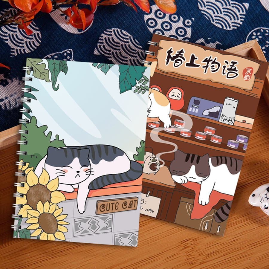 Sổ tay ghi chép a5 cồng lò xo đẹp mèo nhật bản giấy kẻ ngang cute dễ thương