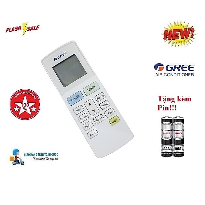 Remote Điều khiển thay thế tương thích cho điều hoà Gree- Hàng tốt XỊN Gree Tặng kèm Pin!