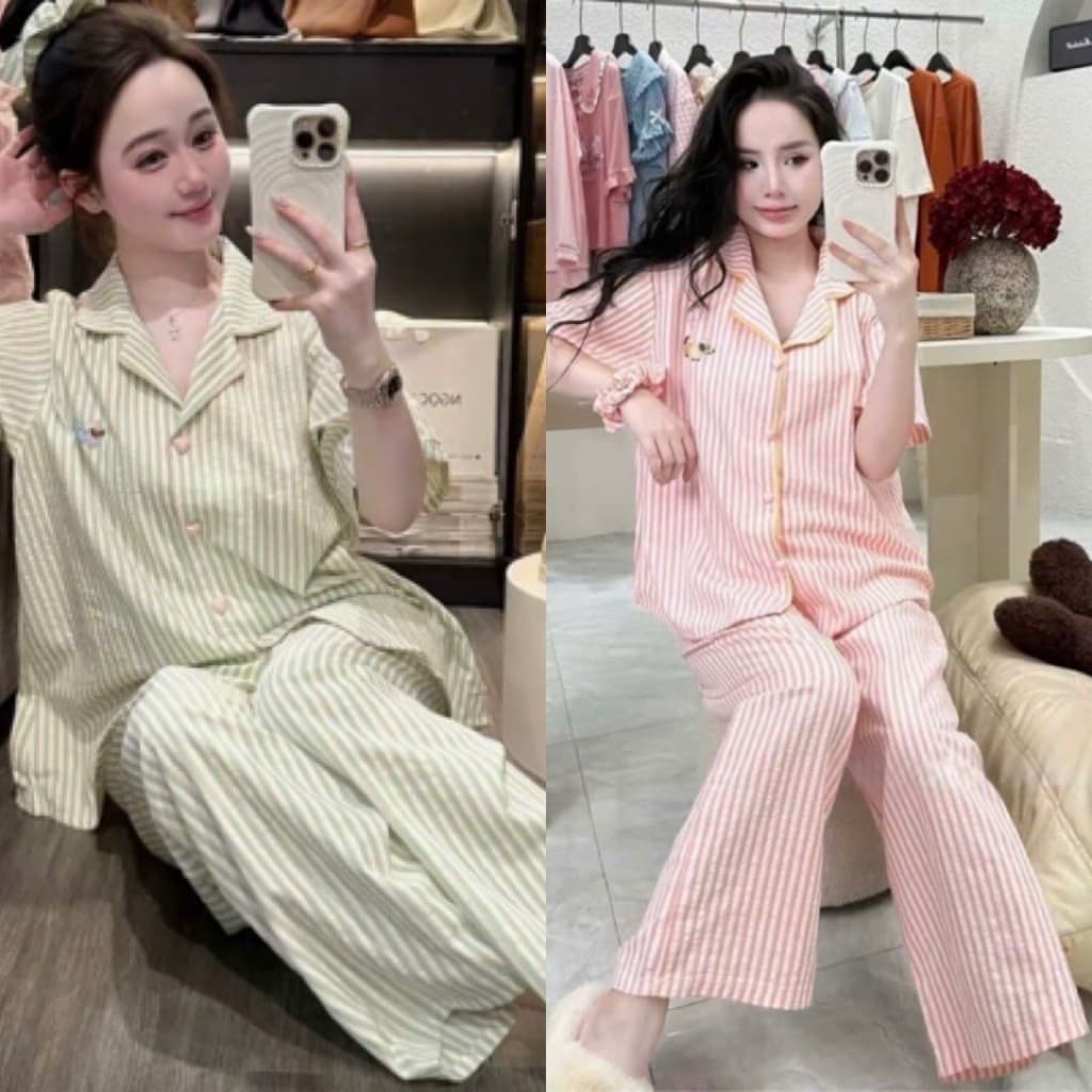 Set Bộ Ngủ Nữ, Set Bộ Pijama Hình Thêu