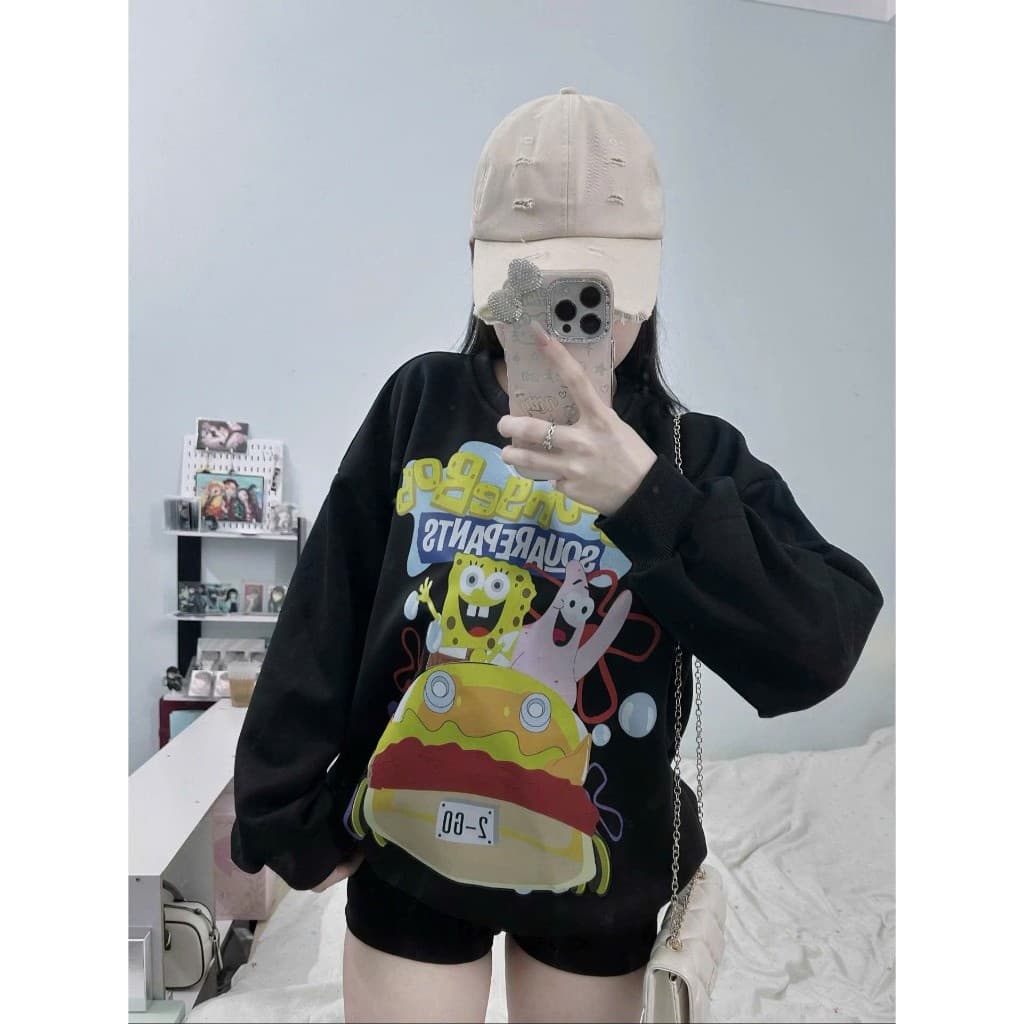ÁO Ni Sweater Nhiều Mẫu in bọt biển spo. unisex phong cách Hàn Quốc from rộng Nam Nữ OK UT