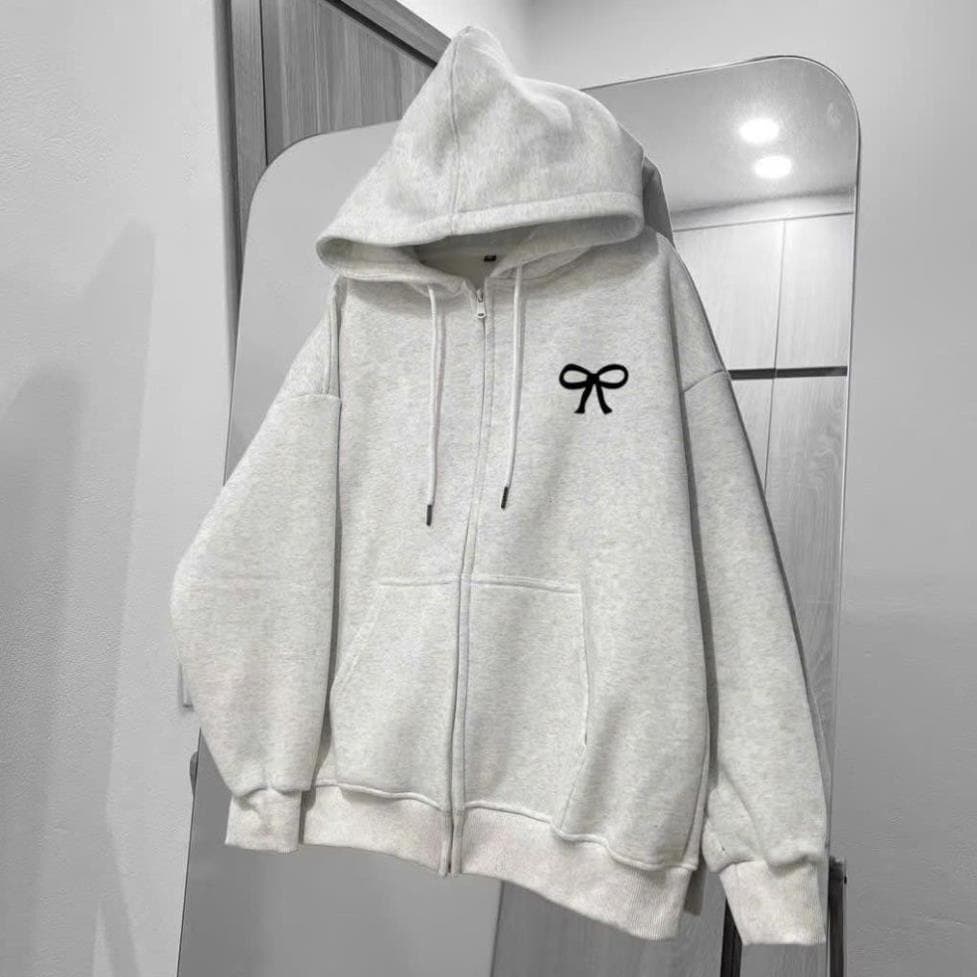 Áo Khoác Nỉ Form Rộng Nam Nữ Unisex In Hình Nơ Nhỏ ut