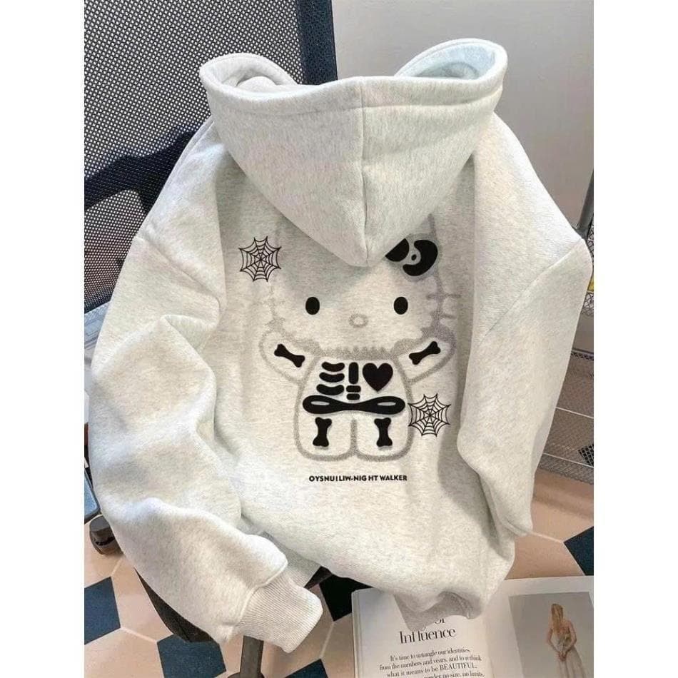 Áo Khoác Hoodie Nỉ Bông Hình HELO%KITY SUPERMEN(CÓ TÚI TRONG),Áo Unisex Cute Phong Cách Hàn Quốc UT