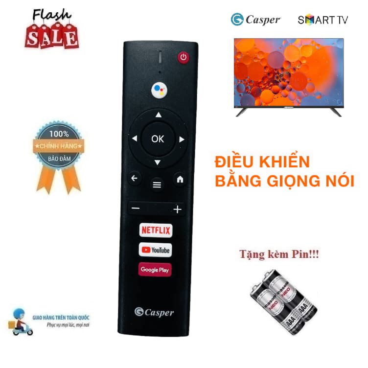Remote Điều khiển TV Casper giọng nói Remote A3- Hàng mới XỊN theo máy 100% Tặng kèm Pin