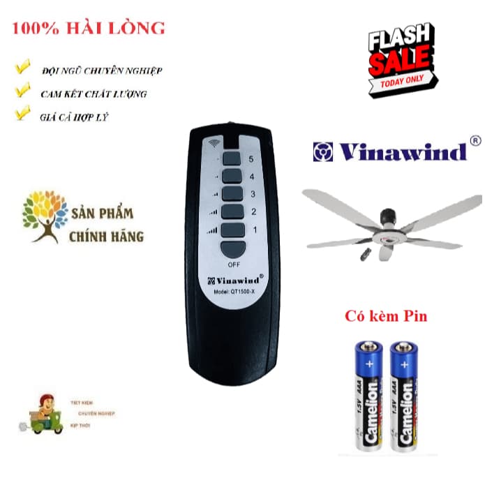 Remote Điều khiển quạt trần Vinawind QT-1500X - HÀNG CHÍNH HÃNG VINAWIND mới 100% Tặng kèm Pin