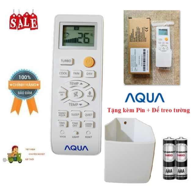 Remote Điều khiển thay thế tương thích cho điều hòa máy lạnh Aqua- HÀNG AQUA mới 100% Tặng Pin + Đế treo tường