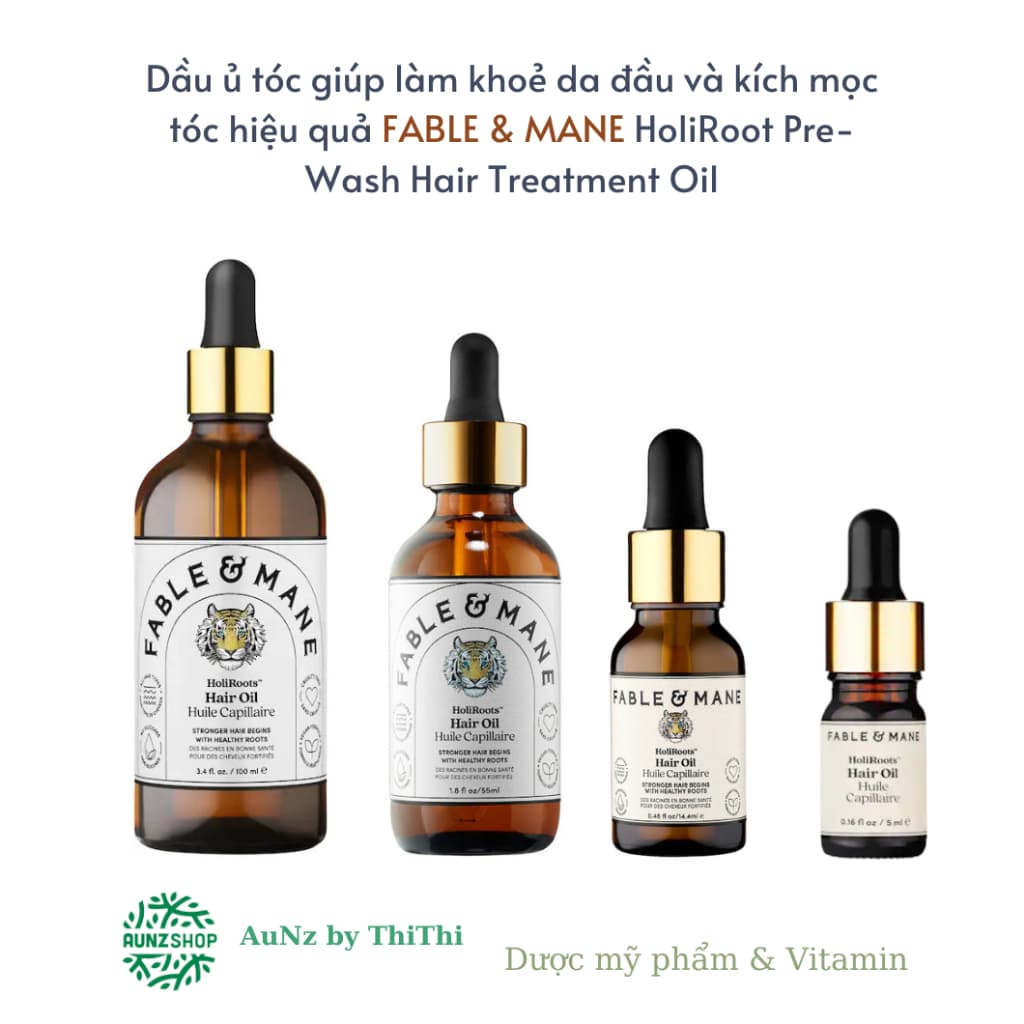 Dầu ủ mọc tóc và giúp tóc chắc khoẻ, bóng mượt Fable & Mane HoliRoots Hair Oil
