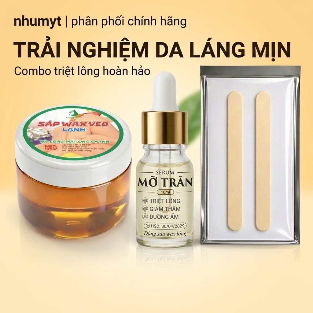 Combo triệt lông vĩnh viễn Wax + Mỡ Trăn. Tẩy lông handmade an toàn tặng kèm bộ dụng cụ wax mới Hàng Mới Cập Nhập