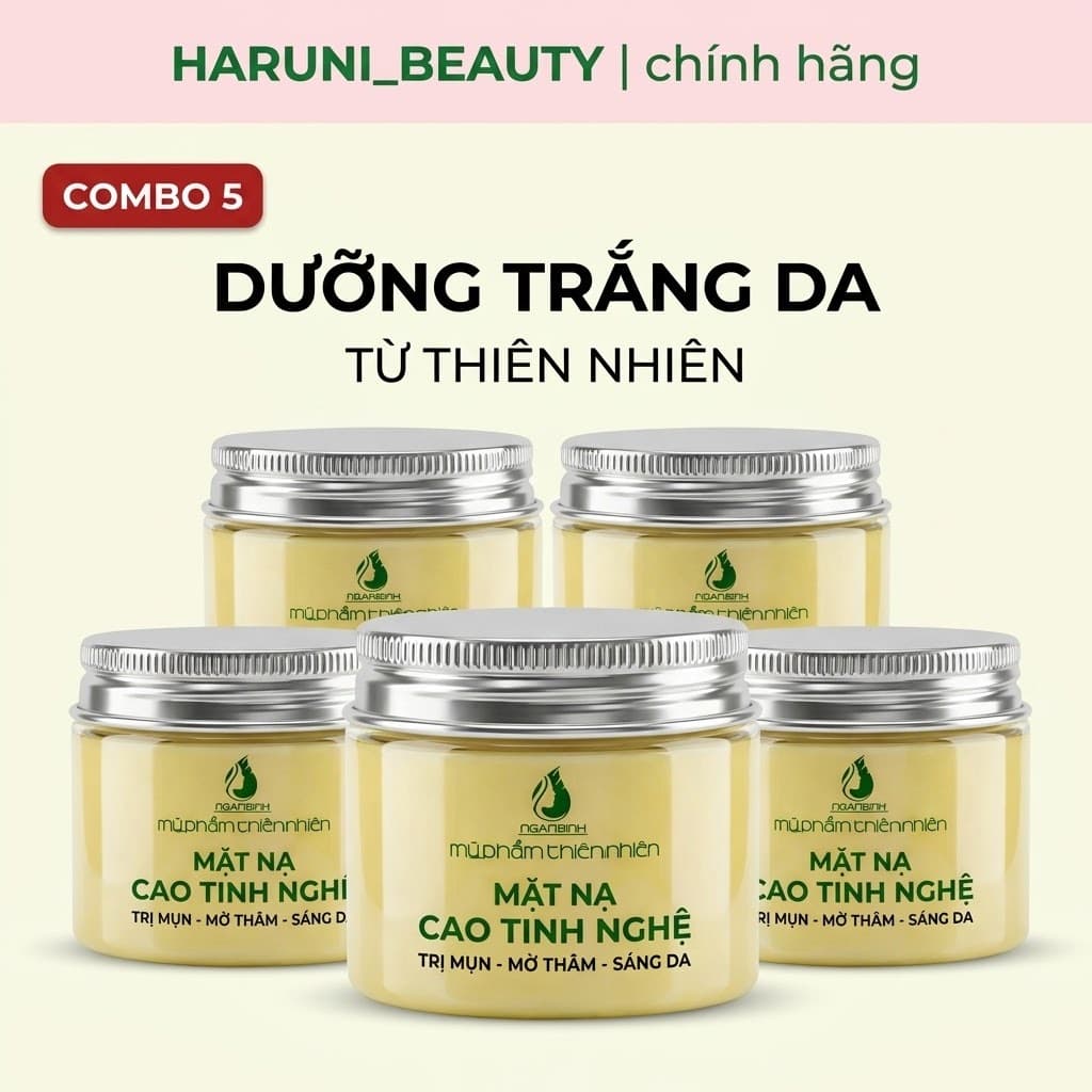 Combo 5 Mặt Nạ Cao Tinh Nghệ Ngân Bình Giảm Mụn Mờ Thâm Dưỡng Trắng Da Tự Nhiên