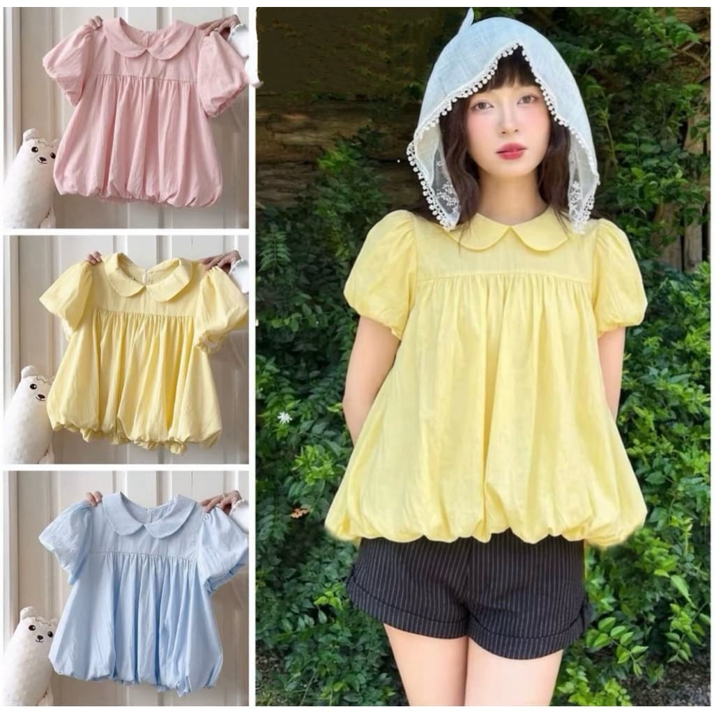 Áo Kiểu Hot Trend Nữ Áo Bí Cổ Sen Xinh Xắn