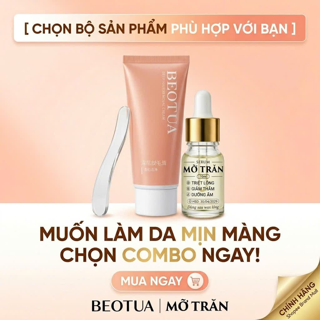 Kem tẩy lông BEOTUA ( Tặng MỠ TRĂN ) triệt lông nách tay chân, triệt lông bikini an toàn hiệu quả