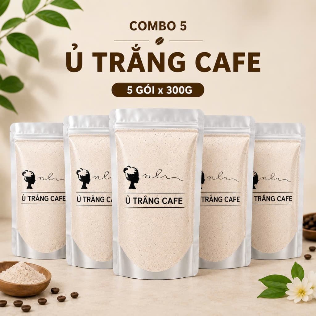 Combo 5 Gói Ủ Trắng Cafe Ngân Bình 300g/Gói - Tẩy Tế Bào Chết, Hỗ Trợ Làm Sáng Da Toàn Thân Tự Nhiên