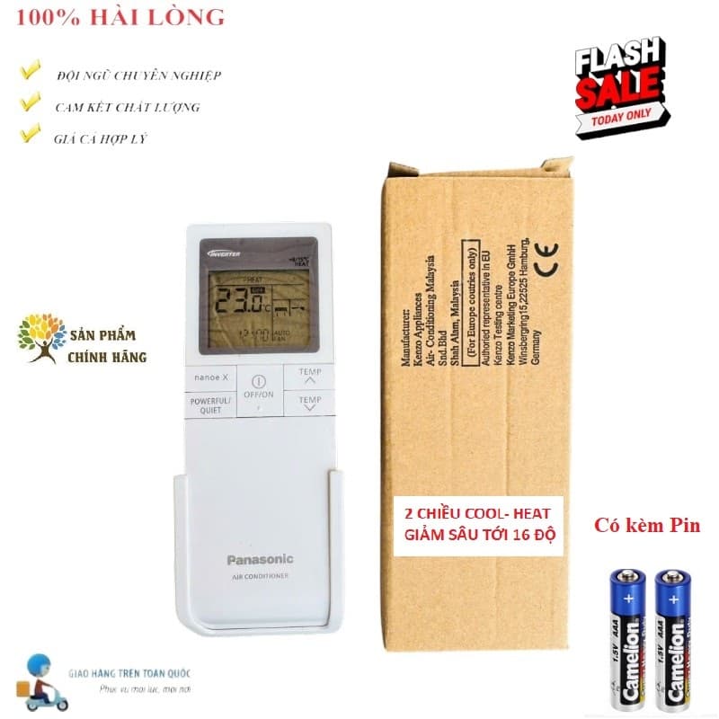 Điều khiển điều hòa Pa_na_so_nic NẮP TRƯỢT nanoe X 2 CHIỀU GIẢM 16 ĐỘ thang chia 0.5 HÃNG FULLBOX