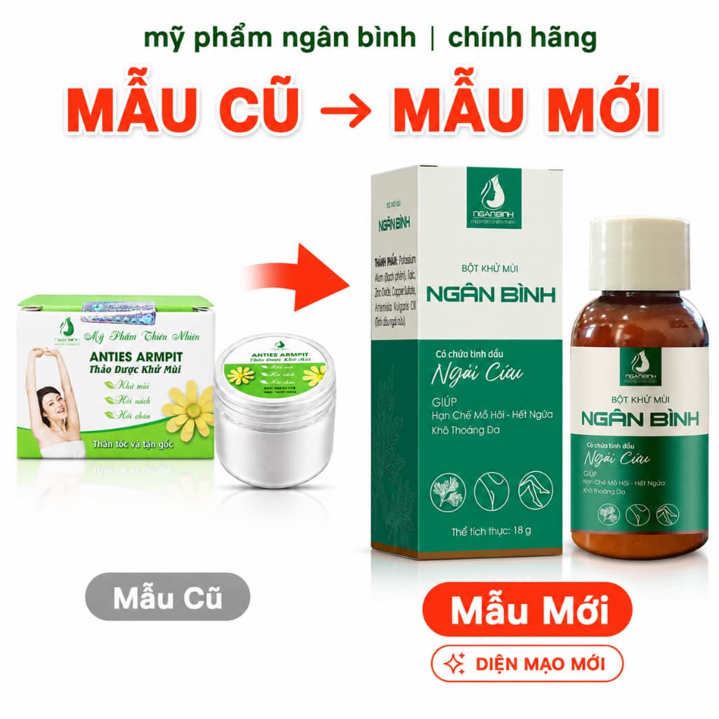 Bột Khử Mùi Cơ Thể NGÂN BÌNH 18g ( Tặng TINH DẦU THƠM ) Hỗ Trợ Giảm Mùi Vùng Dưới Cánh Tay Và Chân Khô Thoáng