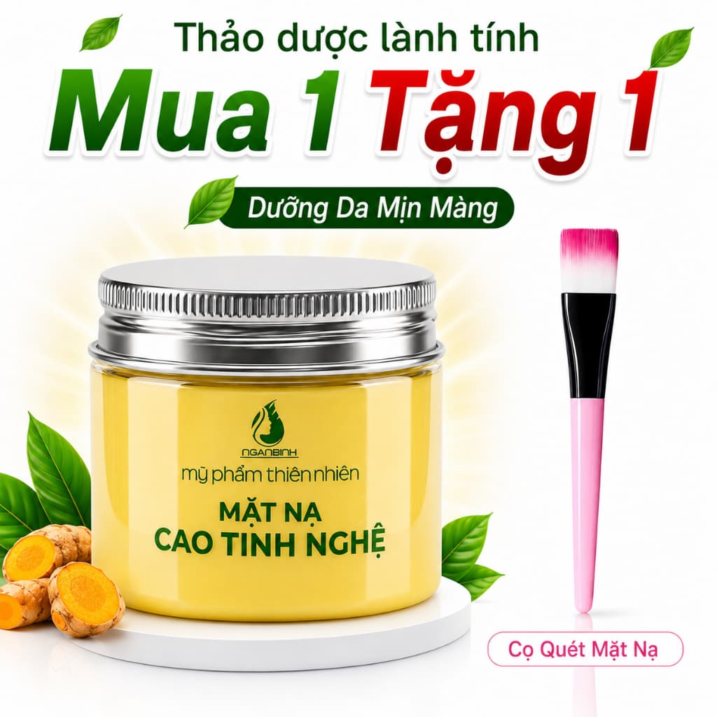 TẶNG CỌ - Mặt Nạ Cao Tinh Nghệ Ngân Bình Dưỡng Sáng Da Hỗ Trợ Làm Mờ Vết Thâm