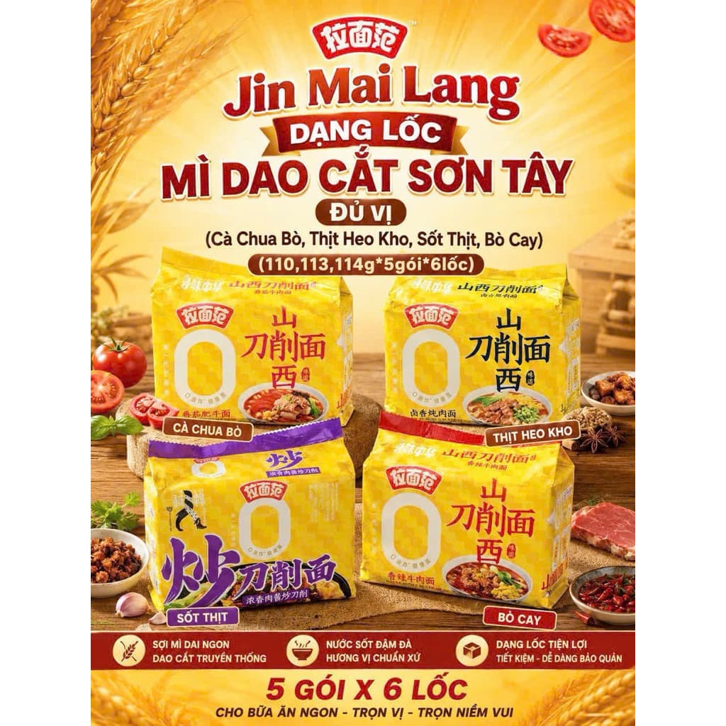 Mì Tôm Dao Cắt Sơn Tây Bịch 5 Gói Không Chiên Dầu