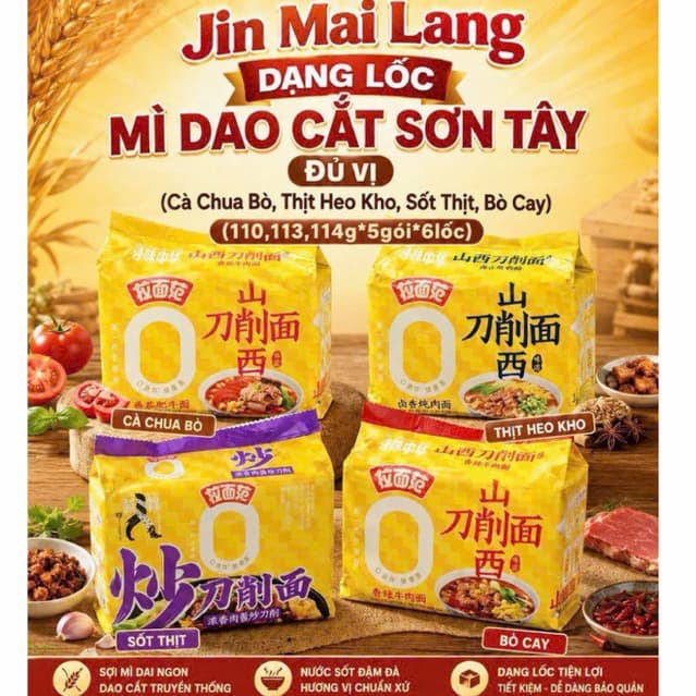 1 Bịch 5 Gói Mỳ Dao Cắt Sơn Tây Jin Mai Lang Hot Hit