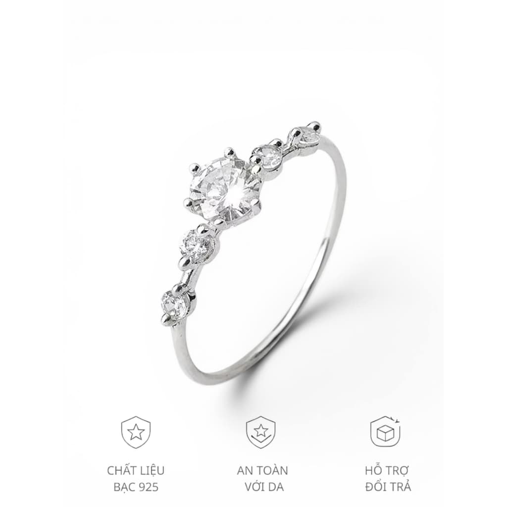 Nhẫn nữ bạc ta gán đá nhẹ nhàng