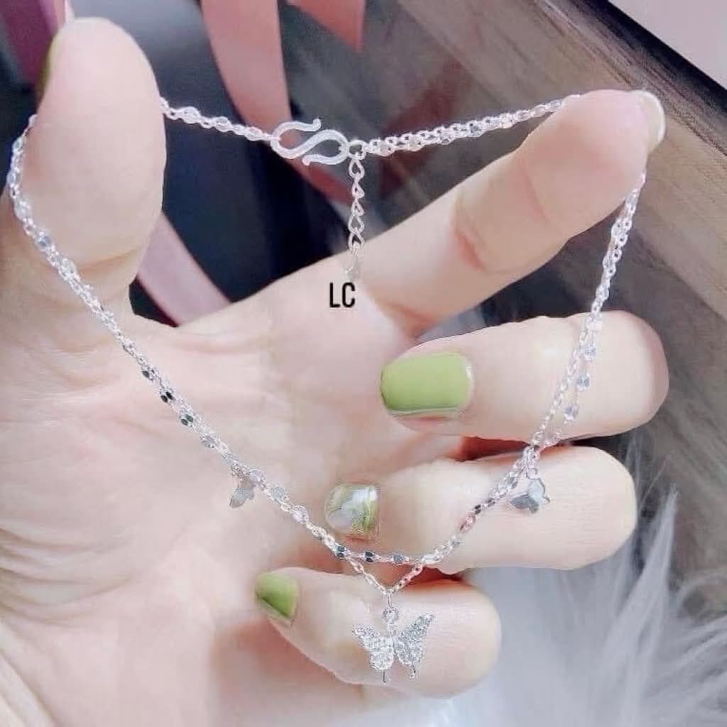 Lắc chân bướm kép dây đôi bạc ta