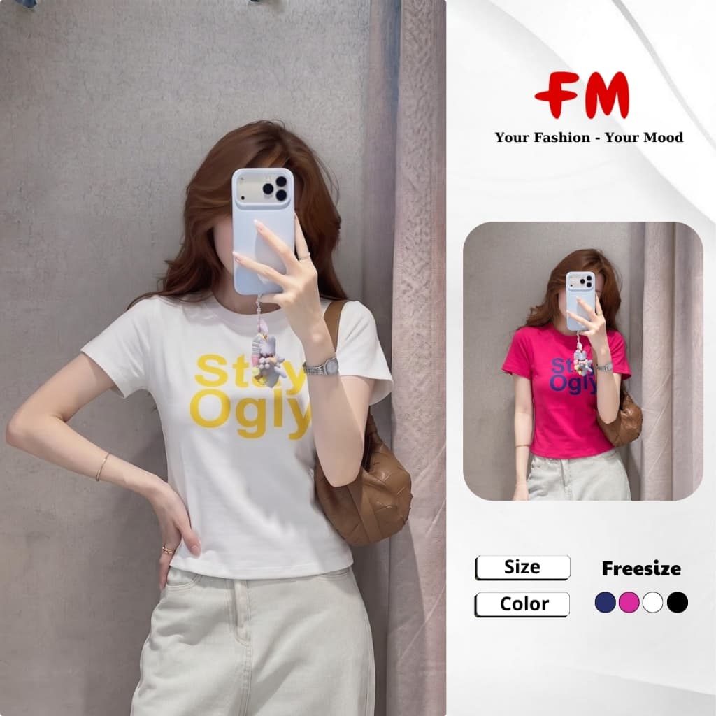 Áo Thun Nữ Slimfit FMSTYLE In Chữ Stay Ogly Form Ôm Tay Croptop Dễ Phối Đồ 26071004