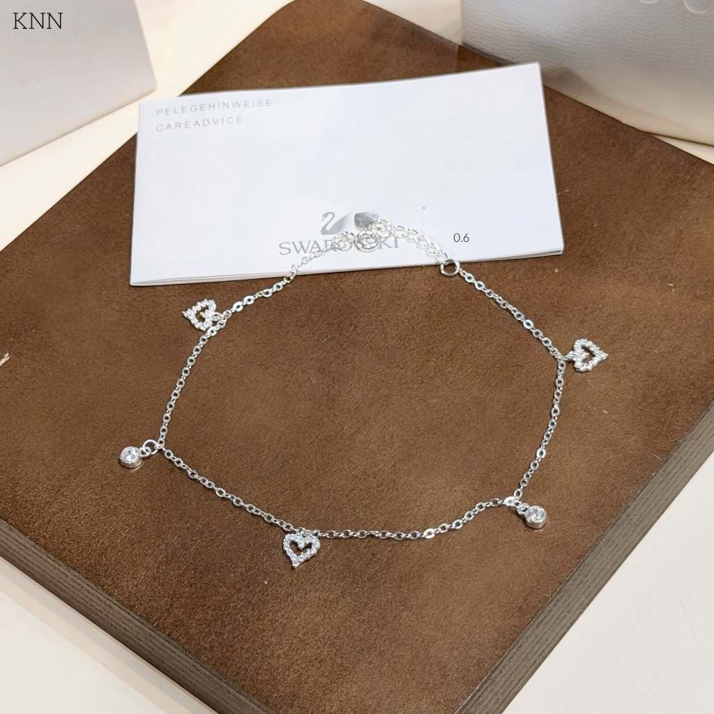 Lắc chân nữ tim mix ổ đá bạc ta