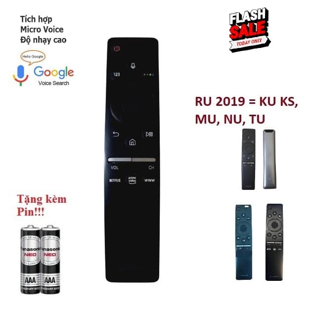 Remote Điều khiển thay thế tương thích cho tivi Samsung giọng nói RU 2019 có tìm kiếm bằng Tiếng Việt- HÀNG mới 95%