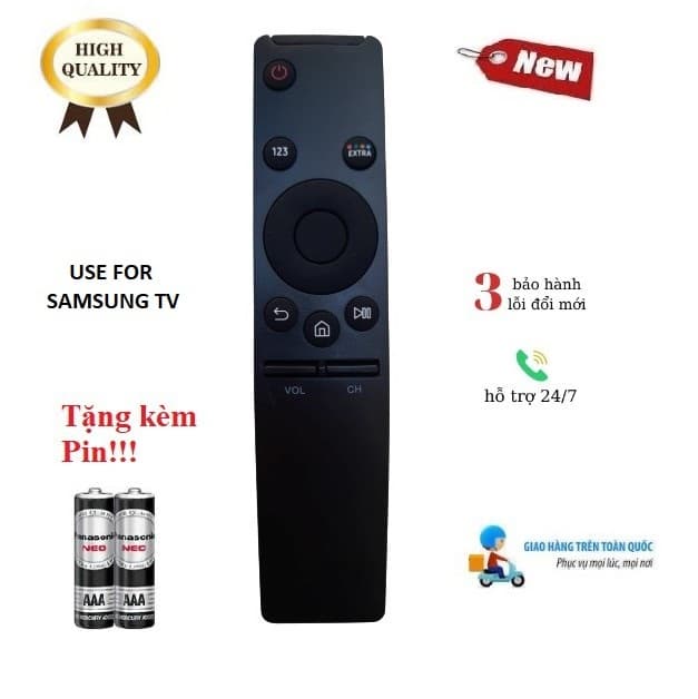 Điều khiển thay thế tương thích tivi Samsung CONG RẺ Smart TV UA 32 40 43 49 50 55 QA65 4K KU NU RU-Tặng Pin