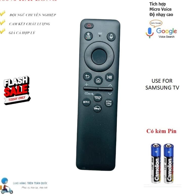 [HÀNG CHẤT LƯỢNG CAO] Điều khiển thay thế MẪU NGẮN giọng nói VOICE TV Samsung BẢN MỚI NHẤT_DÙNG PIN TIỂU AAA