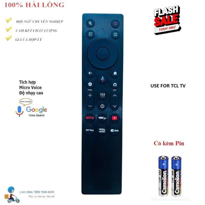 [XẢ KHO GIẢM SỐC] Điều khiển thay thế tương thích cho giọng nói TV TCL model RC813A NÚT VTVgo tcl CHANNAL_TẶNG KÈM PIN