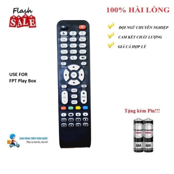 Remote Điều khiển thay thế tương thích cho đầu thu FPT Play Box 2017- HÀNG mới Tặng kèm Pin!!!