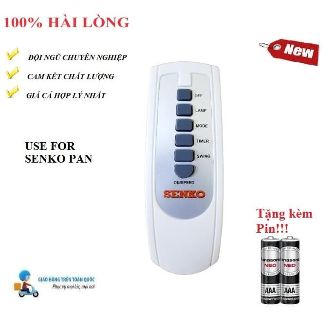 Remote Điều khiển thay thế tương thích cho quạt Senko- Hàng tốt Tặng kèm Pin